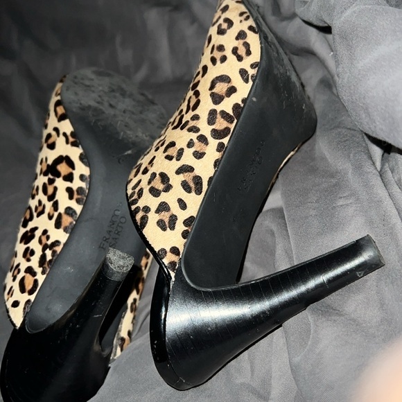 Franco Sarto leopard print peep toe heels mules  Sz 9 - Picture 7 of 8